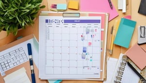 a calendar, a work planner and other organisational materials