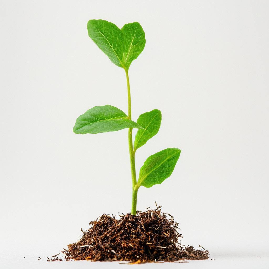 A seedling sprouting from a clump of soil