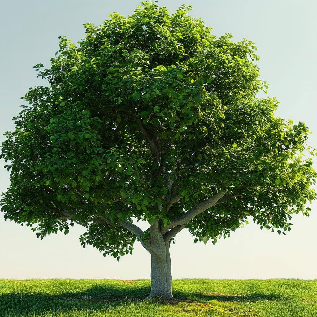 A large tree stands proudly in a green field