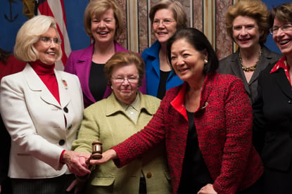 Rep Lily Ledbetter at the passage of the Fair Pay Act, 2009.